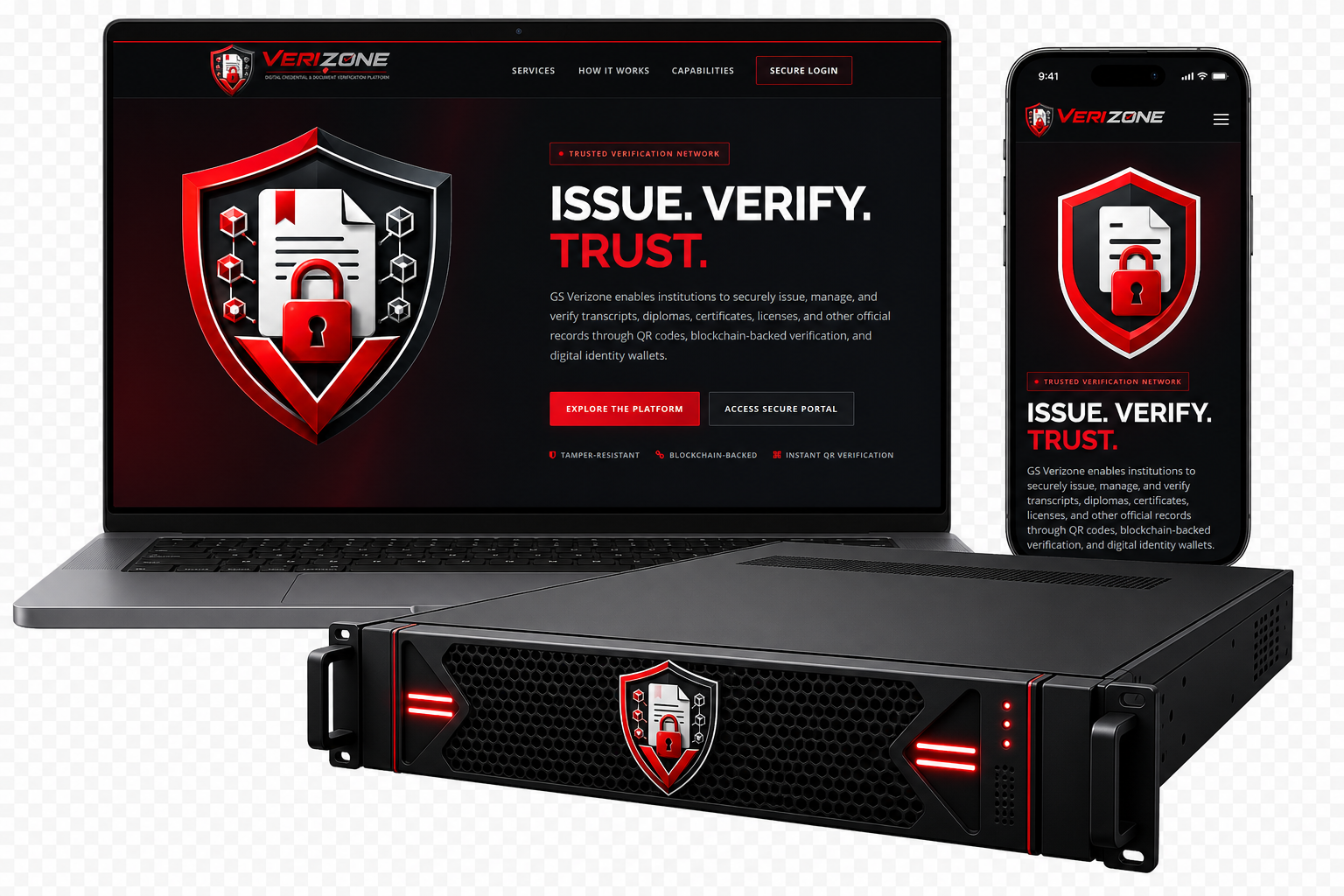GS Verizone dashboard and mobile wallet preview
